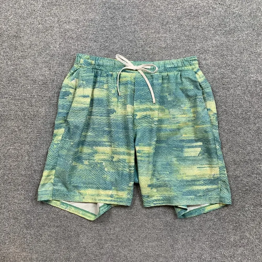 Lululemon Swim Shorts Mens Large Pixel Hawaiian Shift Channel Cross Lined Trunks
